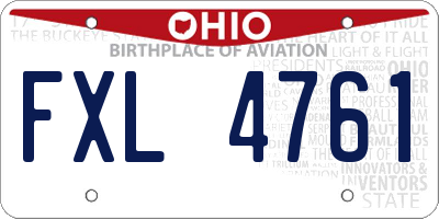 OH license plate FXL4761