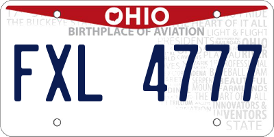 OH license plate FXL4777