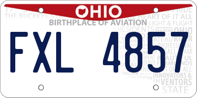 OH license plate FXL4857