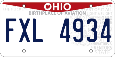 OH license plate FXL4934