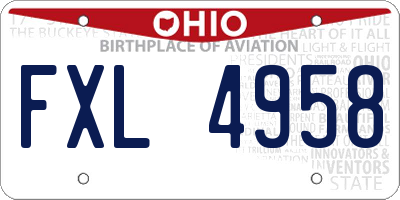 OH license plate FXL4958