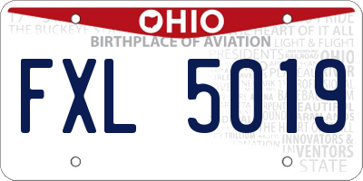 OH license plate FXL5019