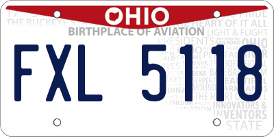 OH license plate FXL5118
