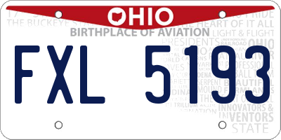 OH license plate FXL5193