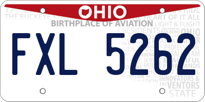 OH license plate FXL5262