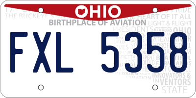 OH license plate FXL5358