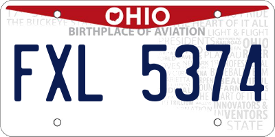 OH license plate FXL5374