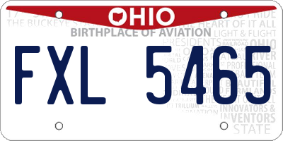 OH license plate FXL5465