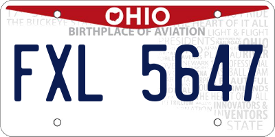 OH license plate FXL5647
