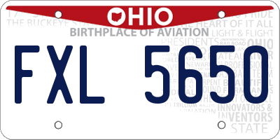 OH license plate FXL5650