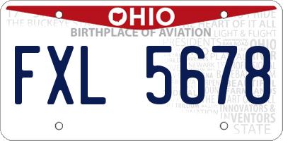 OH license plate FXL5678