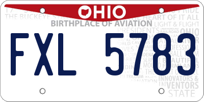 OH license plate FXL5783