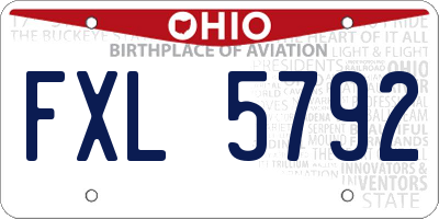OH license plate FXL5792
