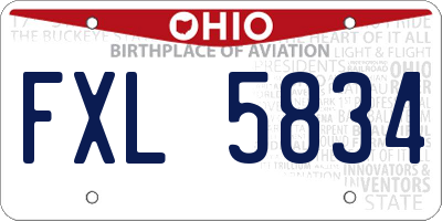 OH license plate FXL5834
