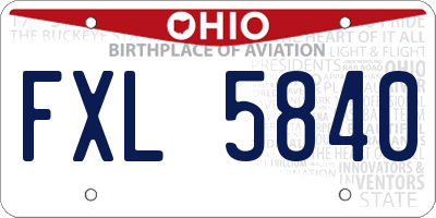 OH license plate FXL5840