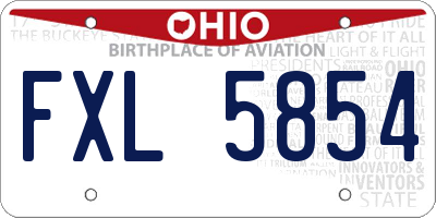 OH license plate FXL5854