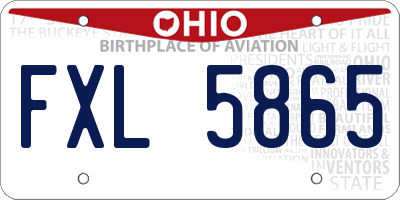 OH license plate FXL5865