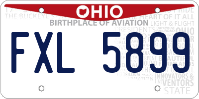 OH license plate FXL5899