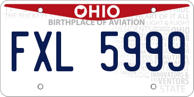 OH license plate FXL5999