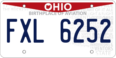 OH license plate FXL6252