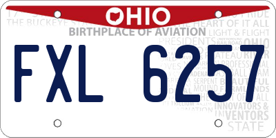 OH license plate FXL6257