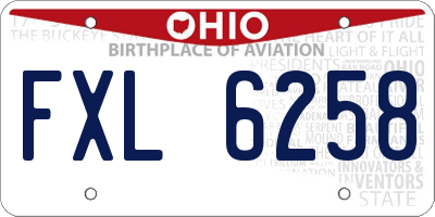 OH license plate FXL6258