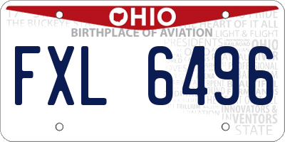 OH license plate FXL6496