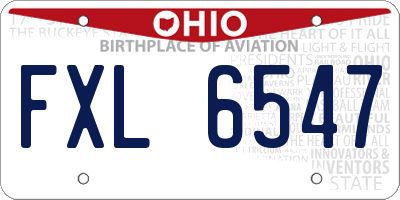OH license plate FXL6547