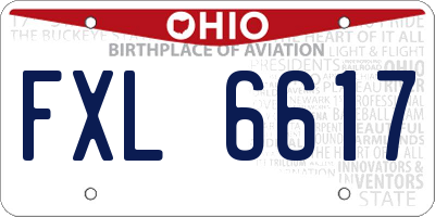 OH license plate FXL6617