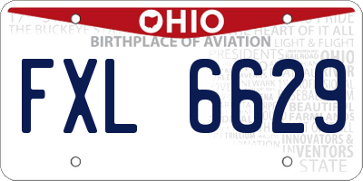 OH license plate FXL6629
