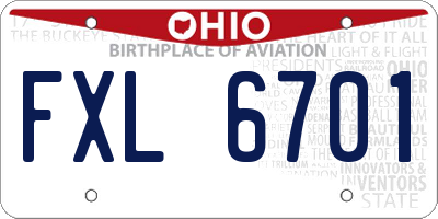 OH license plate FXL6701