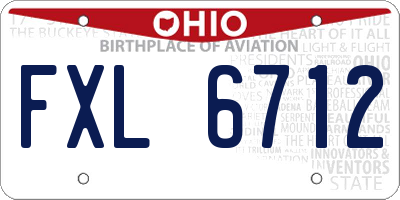 OH license plate FXL6712