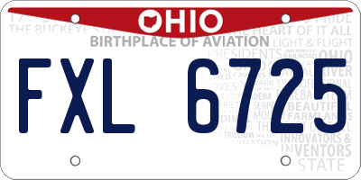 OH license plate FXL6725