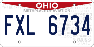 OH license plate FXL6734