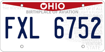 OH license plate FXL6752