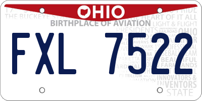 OH license plate FXL7522