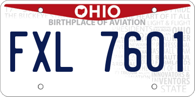 OH license plate FXL7601