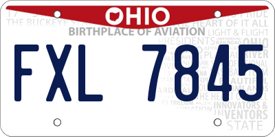 OH license plate FXL7845