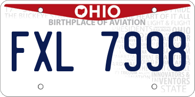OH license plate FXL7998