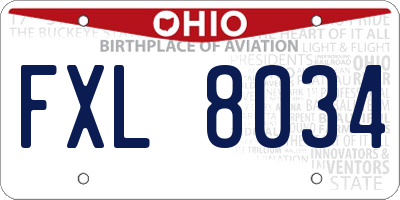 OH license plate FXL8034