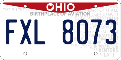 OH license plate FXL8073