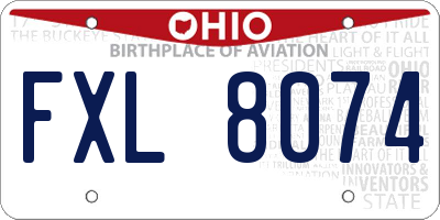 OH license plate FXL8074