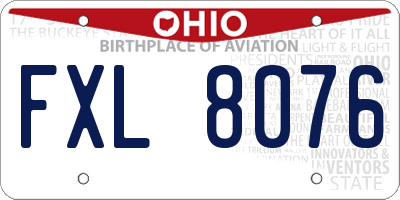 OH license plate FXL8076