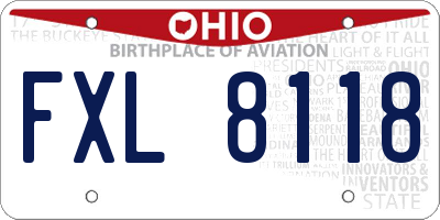OH license plate FXL8118
