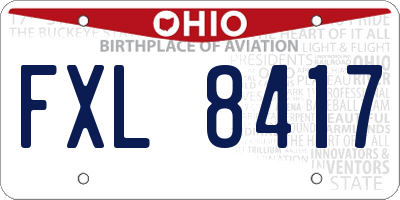 OH license plate FXL8417