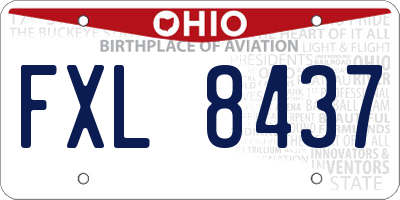 OH license plate FXL8437