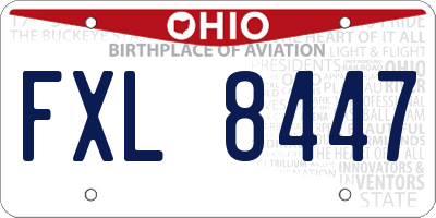 OH license plate FXL8447