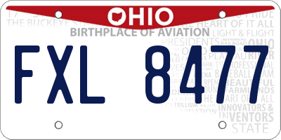 OH license plate FXL8477
