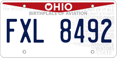 OH license plate FXL8492