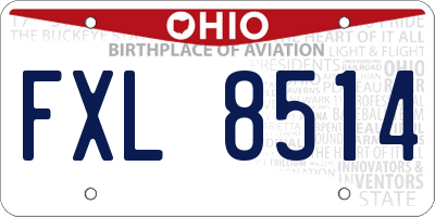 OH license plate FXL8514